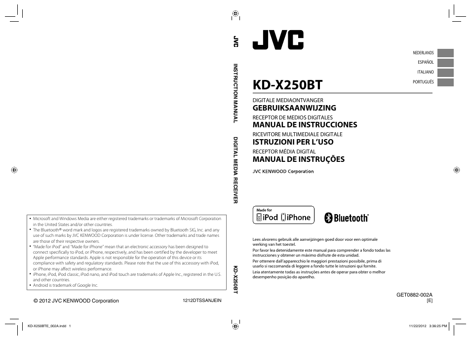 JVC KD-X250BT User Manual | 115 pages