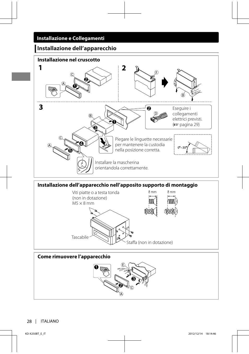 Installazione dell’apparecchio | JVC KD-X250BT User Manual | Page 84 / 115