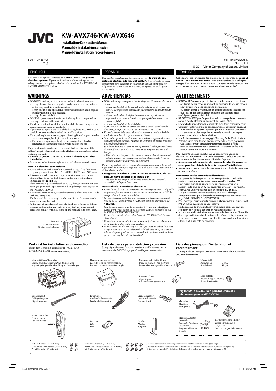 JVC KW-AVX746 User Manual | 6 pages