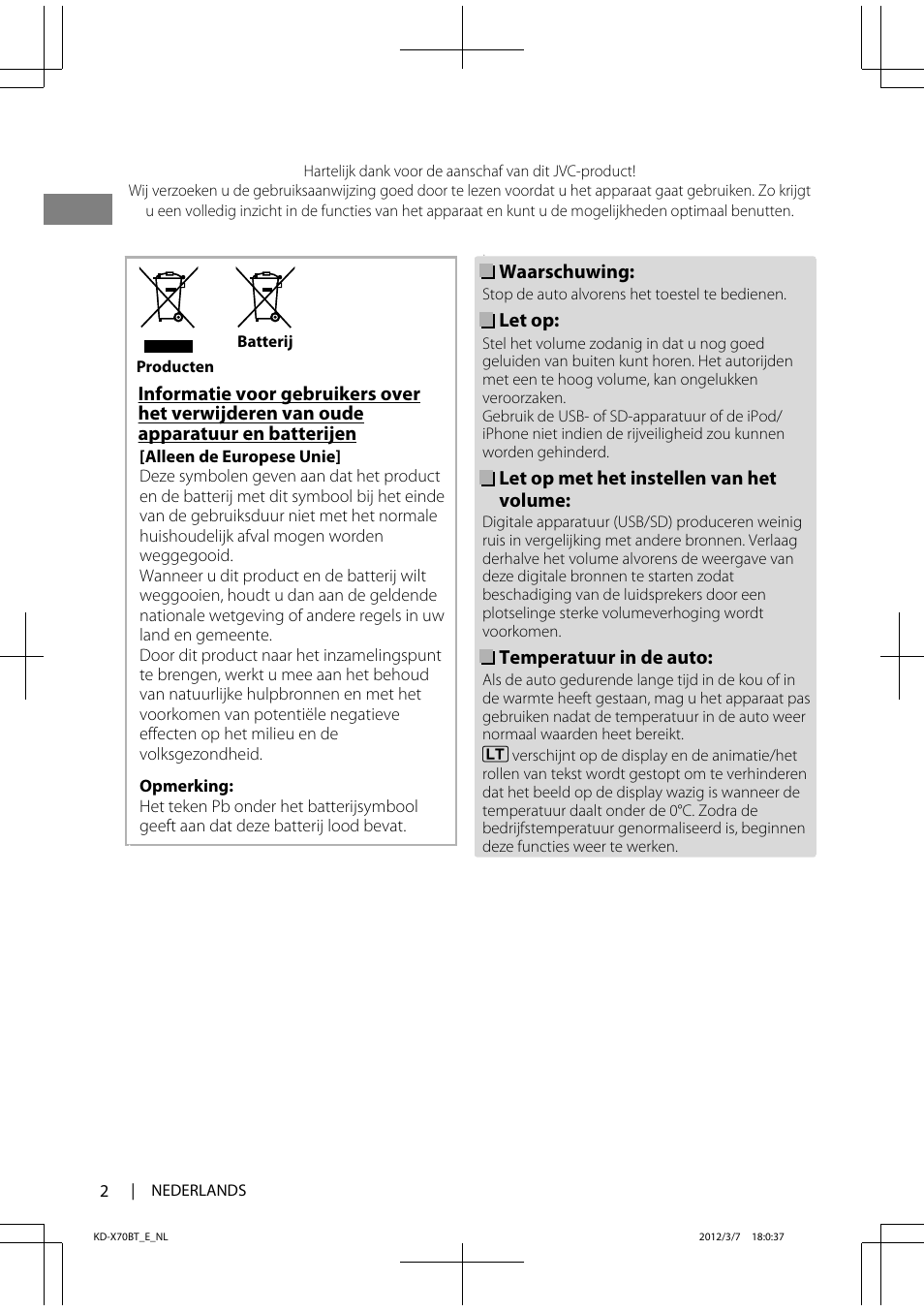 JVC KD-X70 User Manual | Page 2 / 113