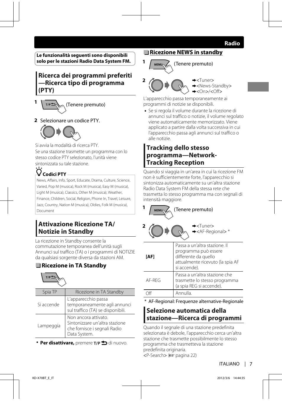 Attivazione ricezione ta/ notizie in standby | JVC KD-X70 User Manual | Page 63 / 113