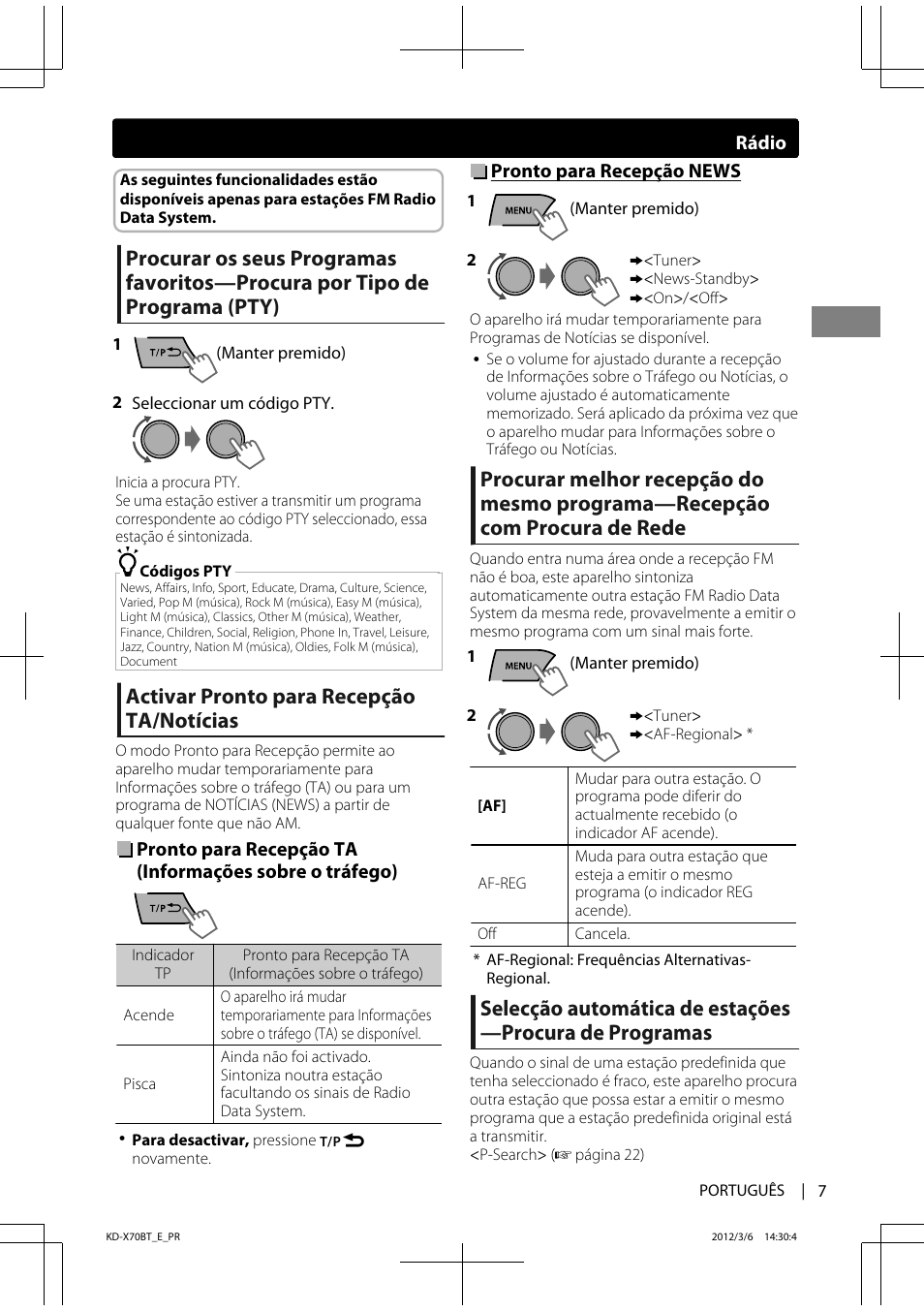 Activar pronto para recepção ta/notícias | JVC KD-X70 User Manual | Page 91 / 113