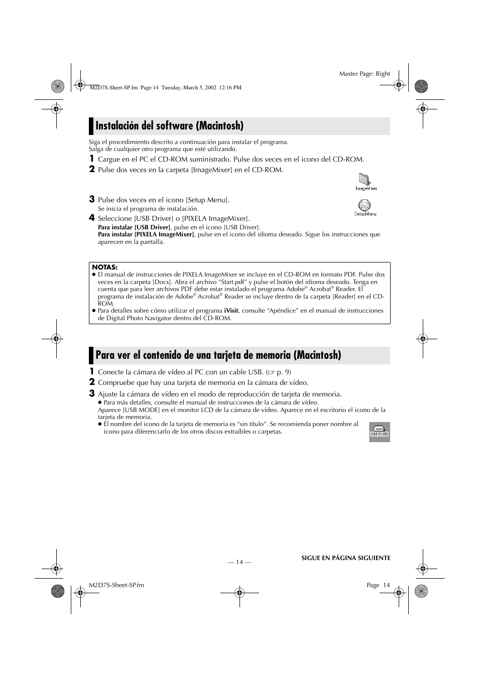 Instalación del software (macintosh) | JVC GR-DVP7 User Manual | Page 14 / 16