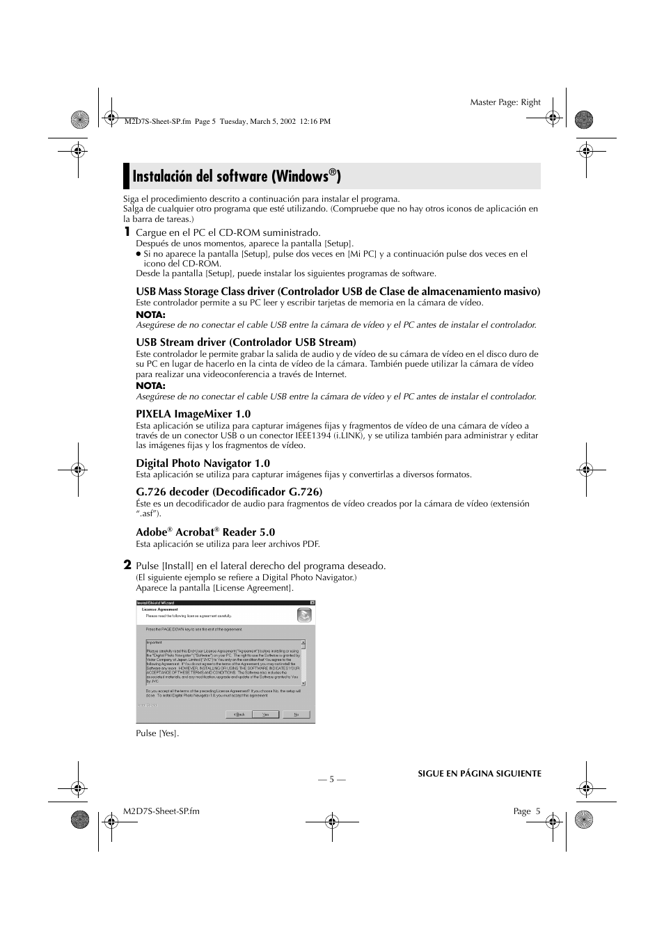 Instalación del software (windows | JVC GR-DVP7 User Manual | Page 5 / 16