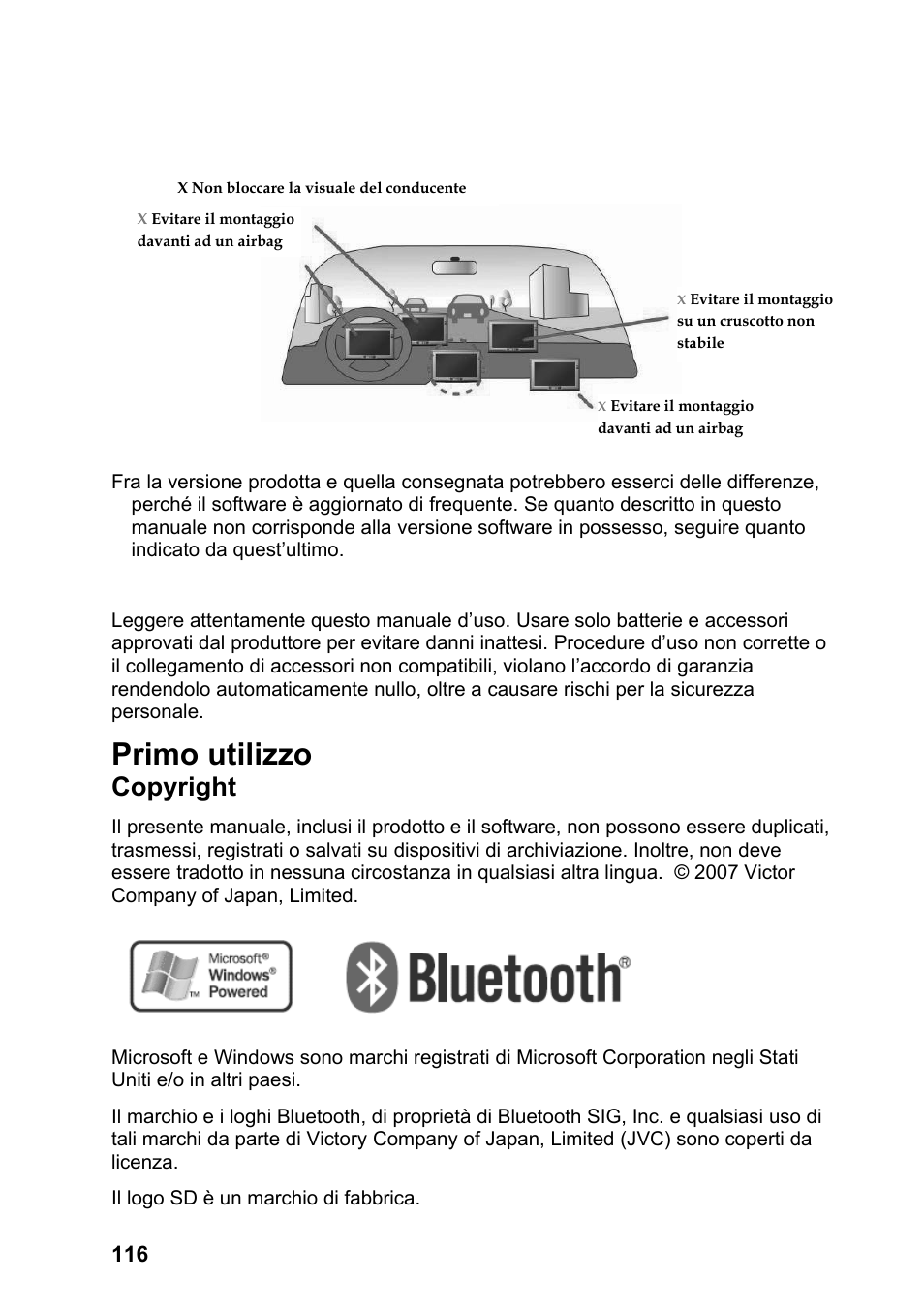 Primo utilizzo, Copyright | JVC KV-PX701 User Manual | Page 116 / 215