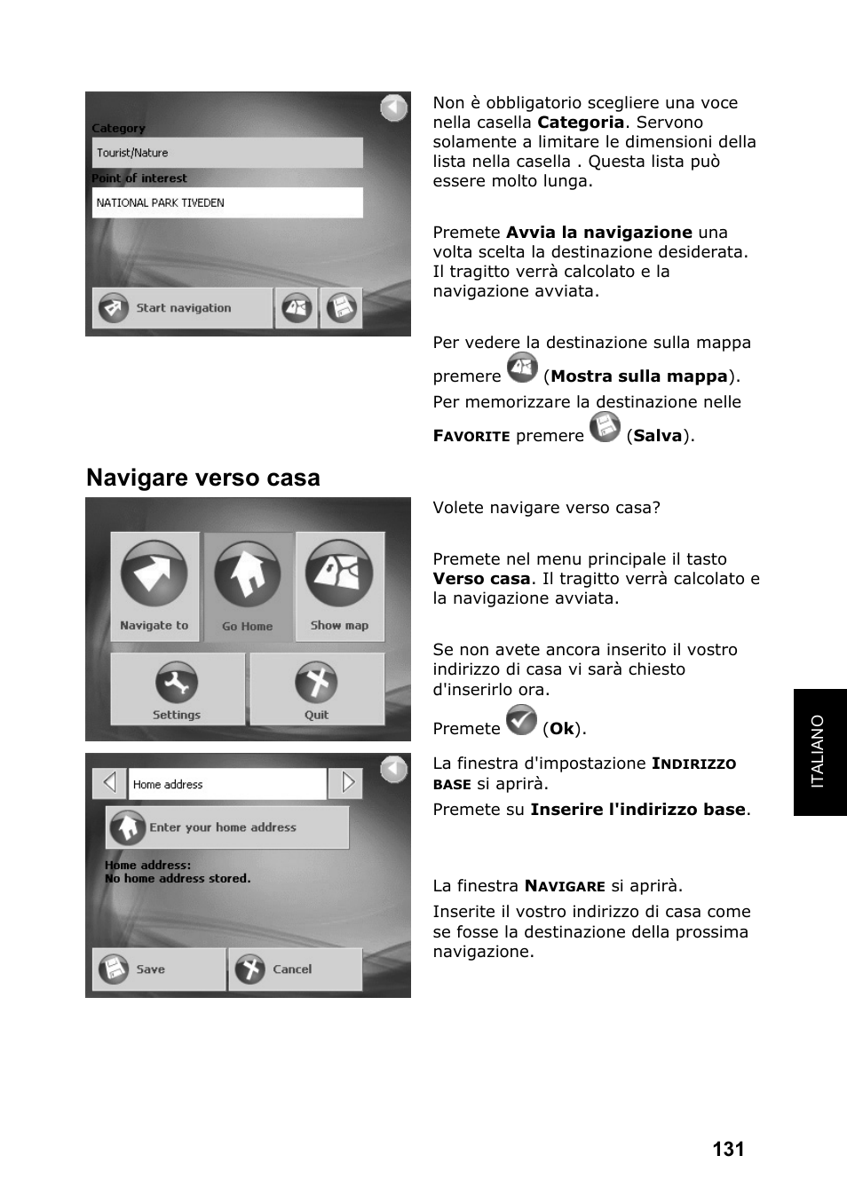 Navigare verso casa | JVC KV-PX701 User Manual | Page 131 / 215