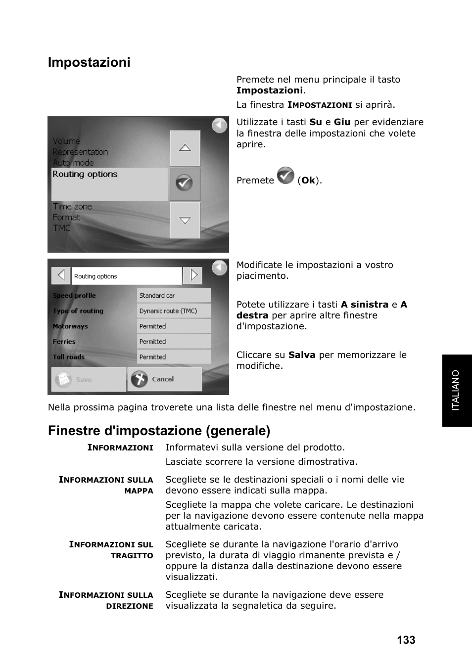 Impostazioni, Finestre d'impostazione (generale) | JVC KV-PX701 User Manual | Page 133 / 215