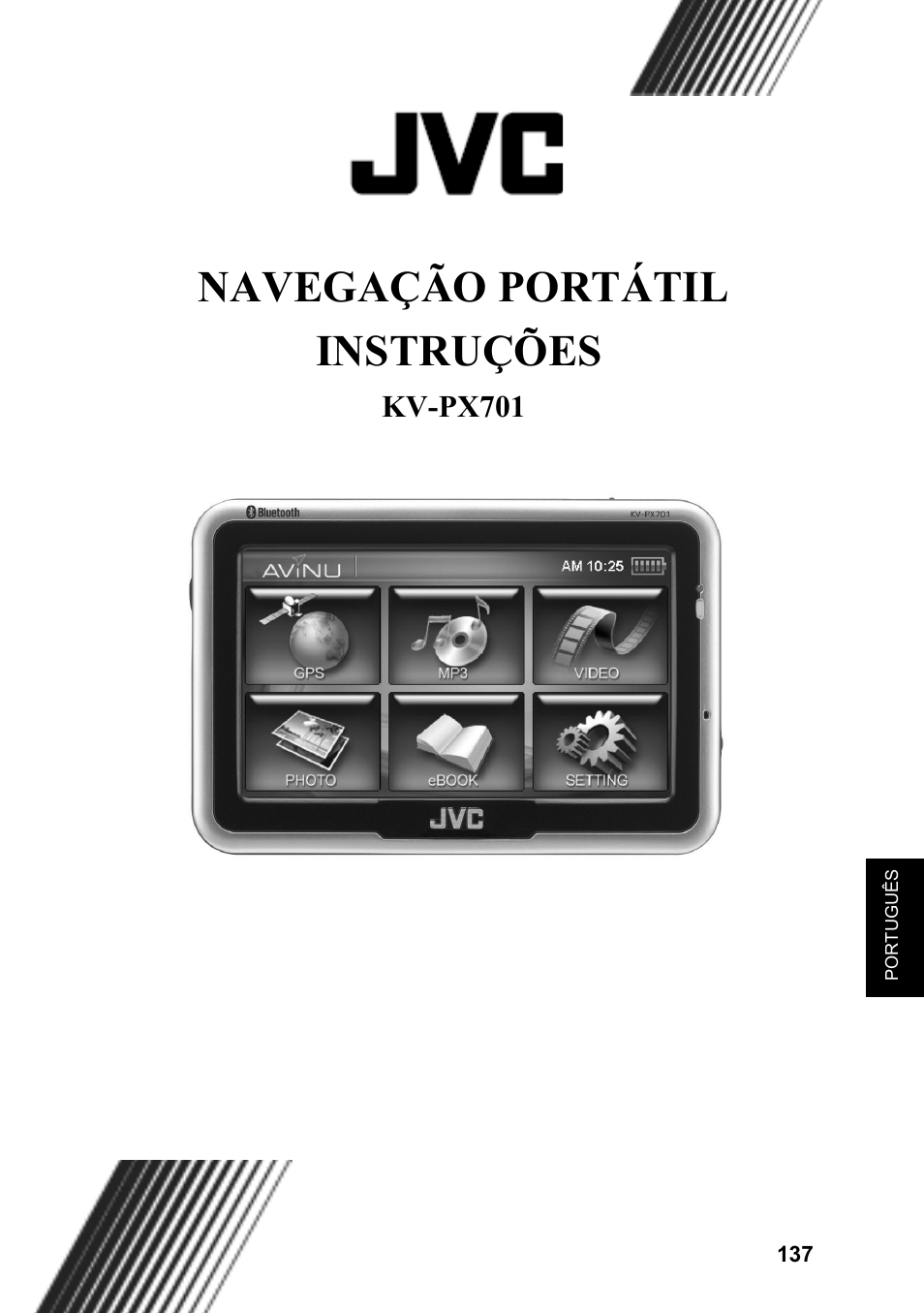 Navegação portátil instruções | JVC KV-PX701 User Manual | Page 137 / 215