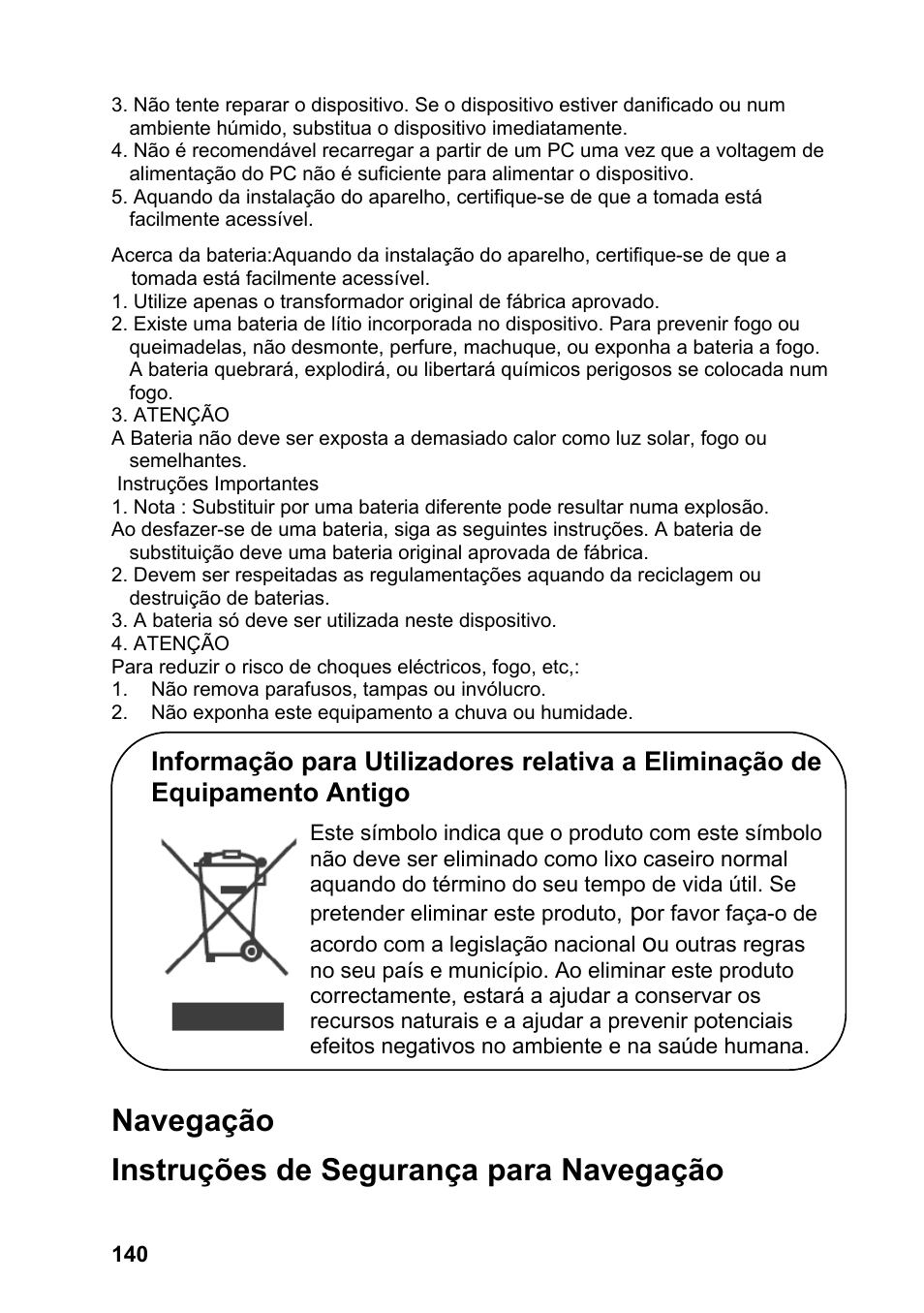 Navegação instruções de segurança para navegação | JVC KV-PX701 User Manual | Page 140 / 215