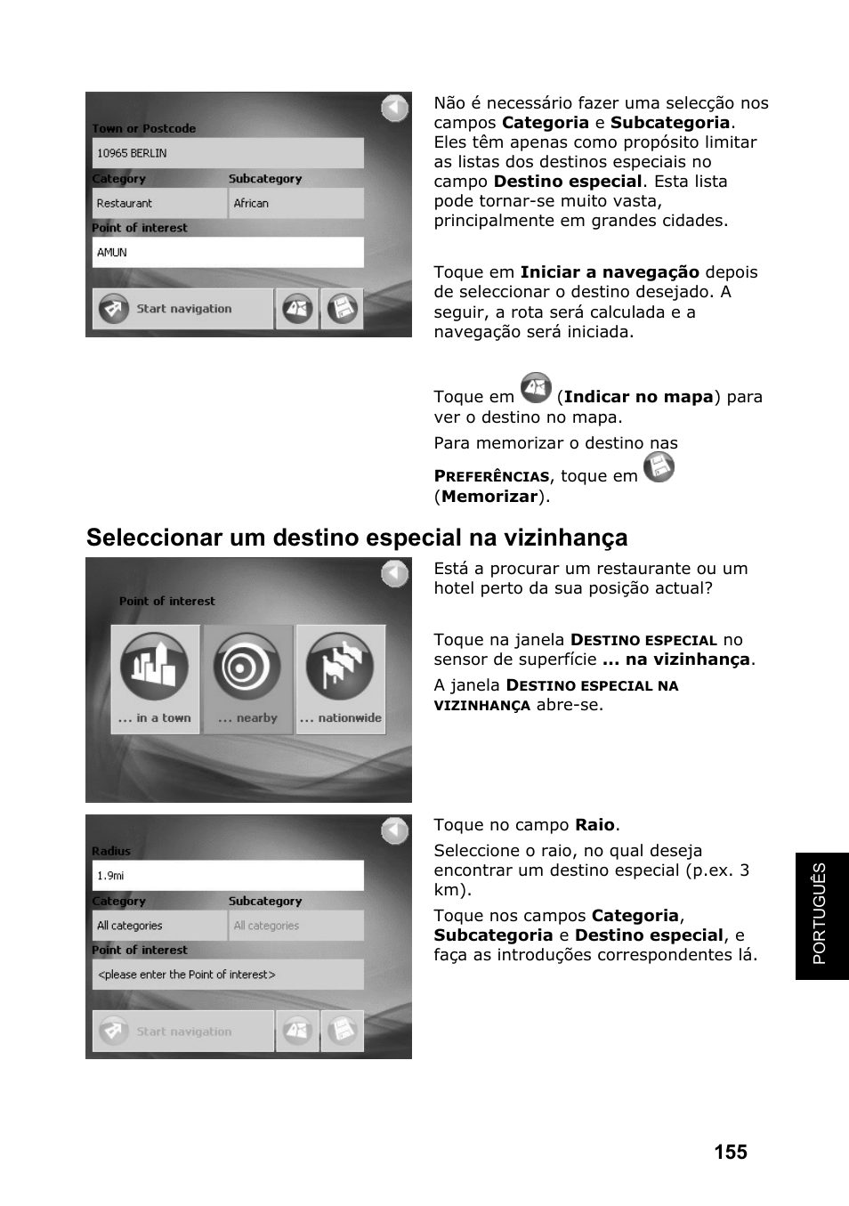 Seleccionar um destino especial na vizinhança | JVC KV-PX701 User Manual | Page 155 / 215