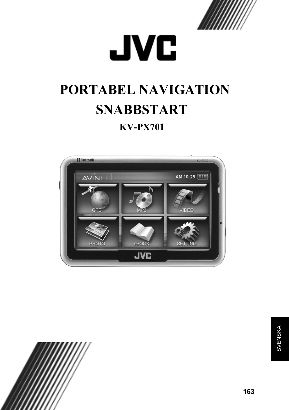 Portabel navigation snabbstart | JVC KV-PX701 User Manual | Page 163 / 215