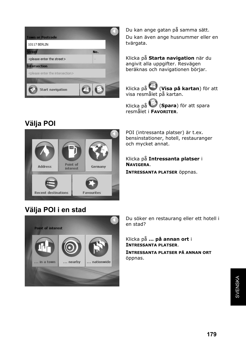 Välja poi, Välja poi i en stad | JVC KV-PX701 User Manual | Page 179 / 215