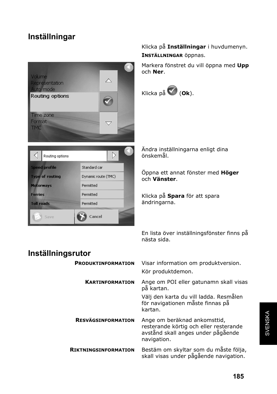 Inställningar, Inställningsrutor | JVC KV-PX701 User Manual | Page 185 / 215