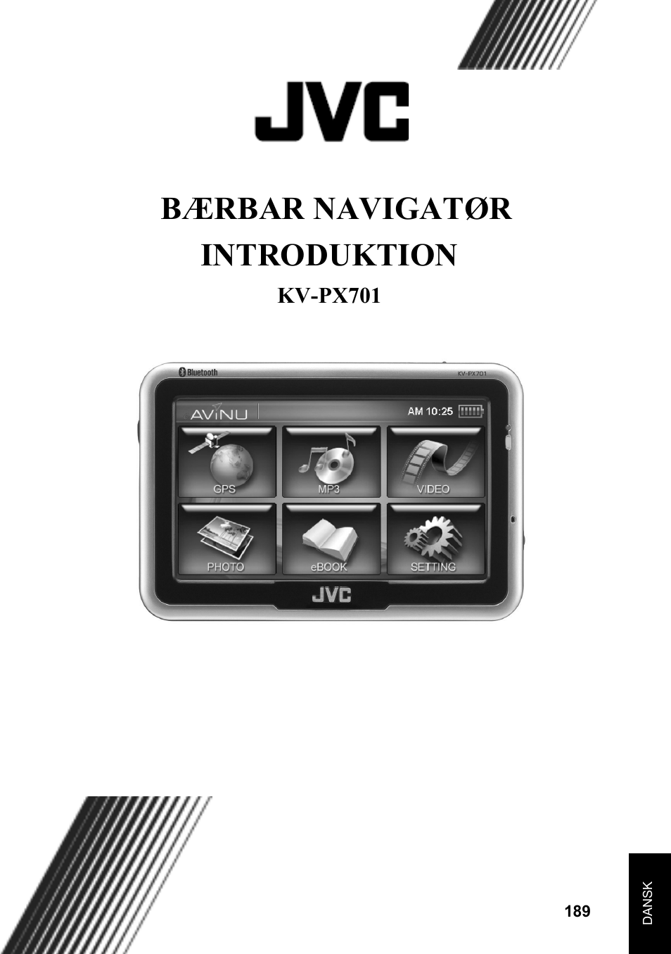 Bærbar navigatør introduktion | JVC KV-PX701 User Manual | Page 189 / 215