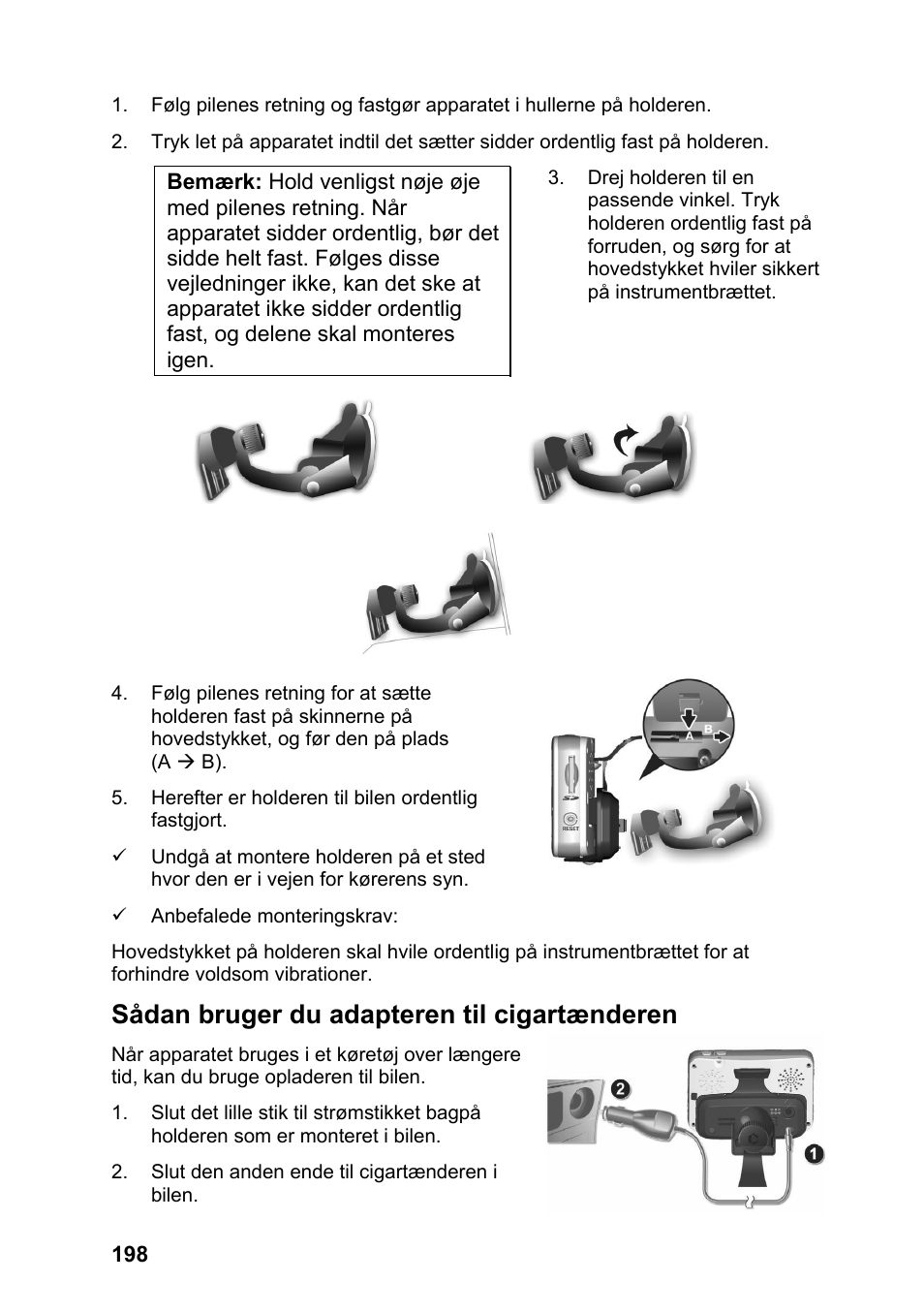 Sådan bruger du adapteren til cigartænderen | JVC KV-PX701 User Manual | Page 198 / 215