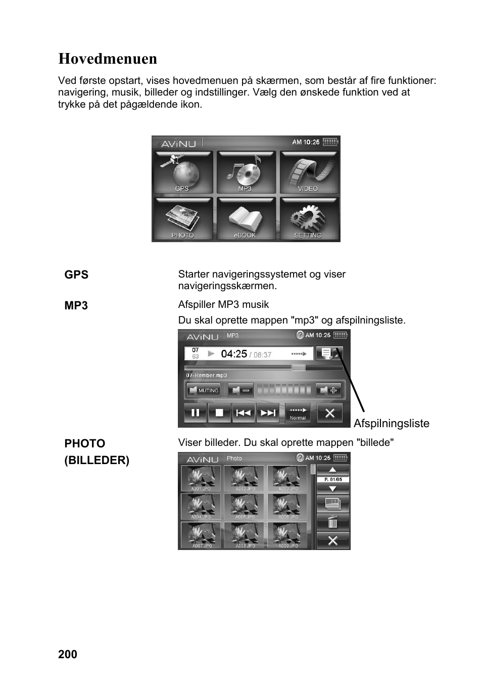 Hovedmenuen | JVC KV-PX701 User Manual | Page 200 / 215