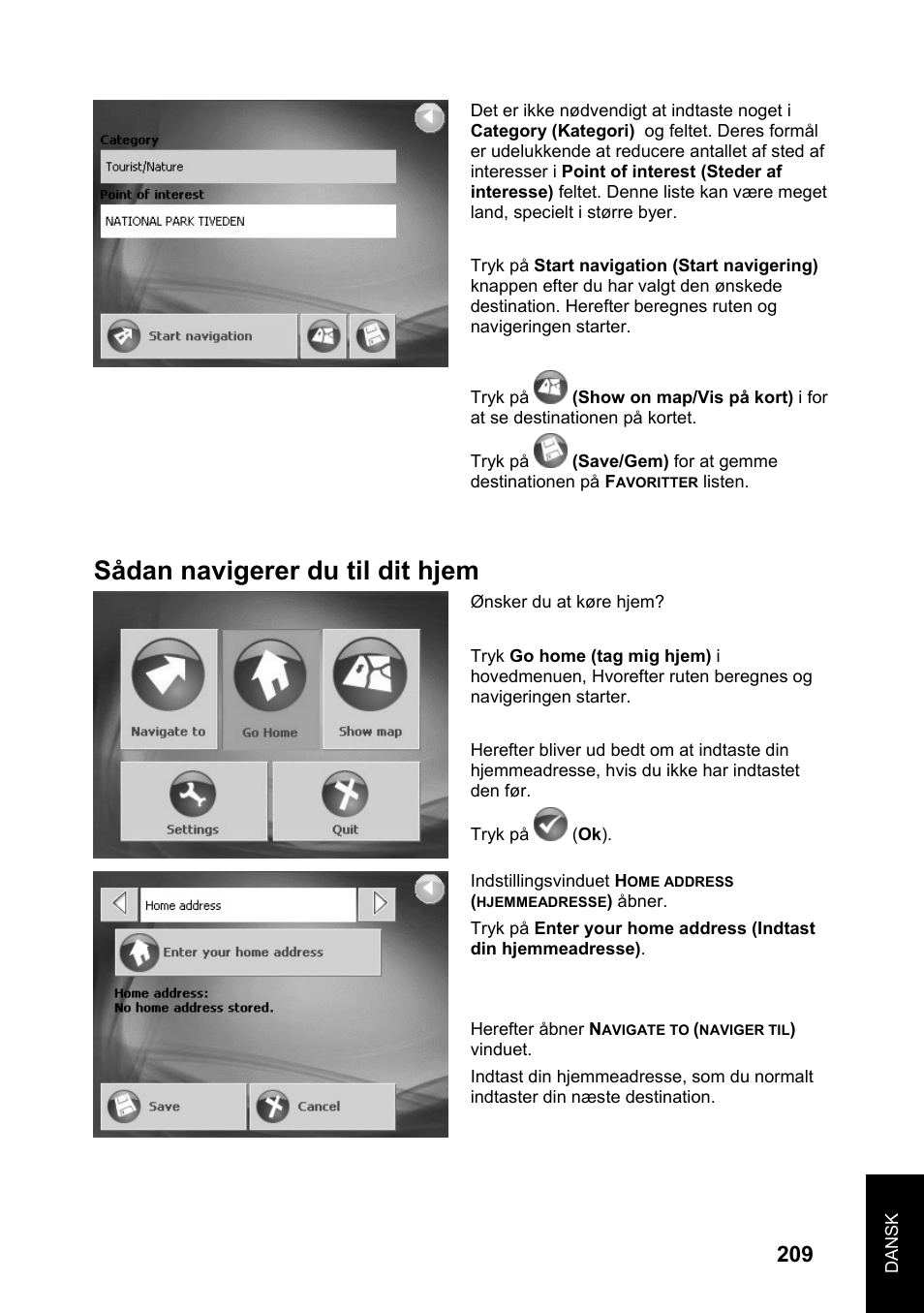 Sådan navigerer du til dit hjem | JVC KV-PX701 User Manual | Page 209 / 215