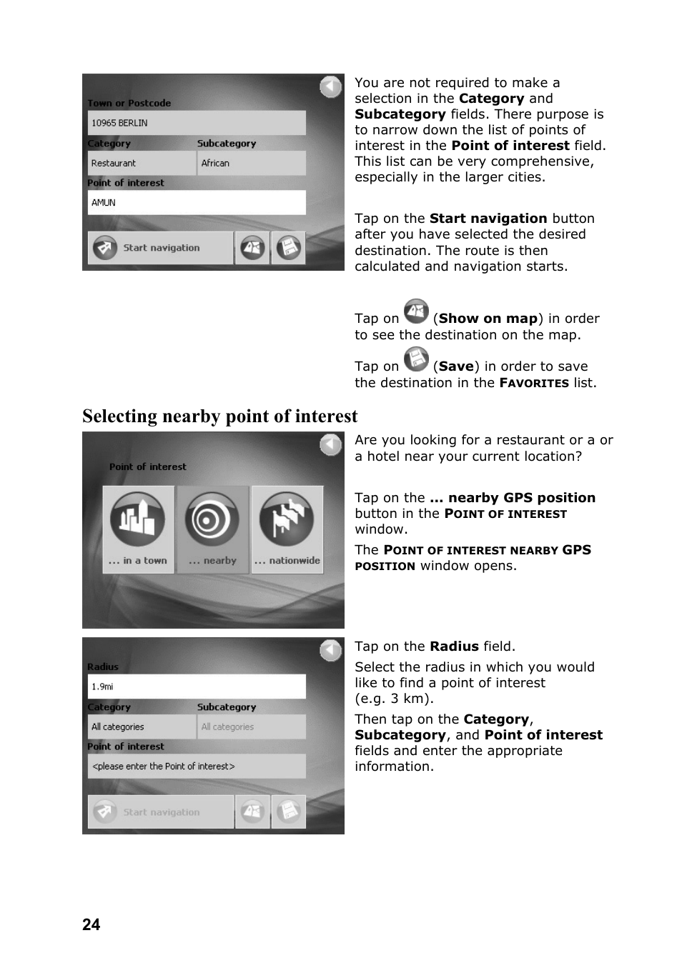 Selecting nearby point of interest | JVC KV-PX701 User Manual | Page 24 / 215
