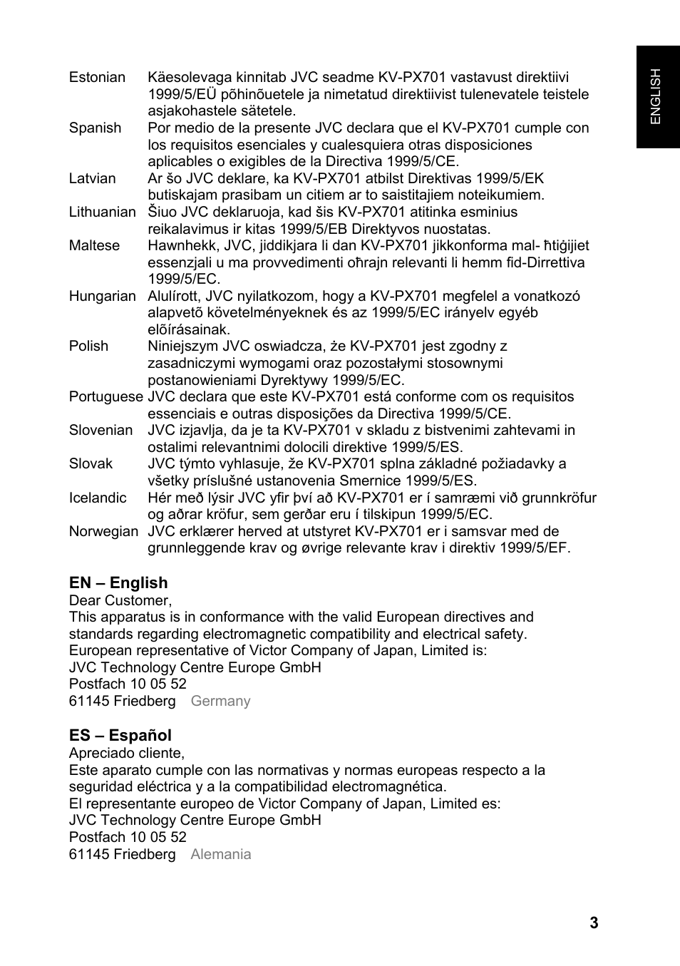 JVC KV-PX701 User Manual | Page 3 / 215