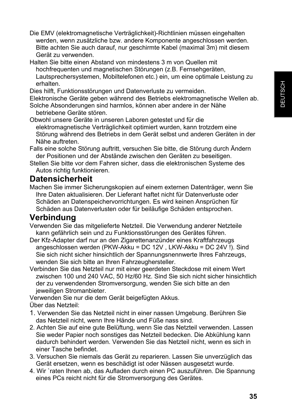 Datensicherheit, Verbindung | JVC KV-PX701 User Manual | Page 35 / 215