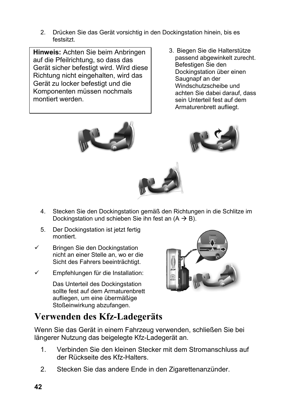 Verwenden des kfz-ladegeräts | JVC KV-PX701 User Manual | Page 42 / 215