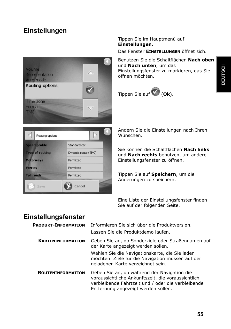 Einstellungen, Einstellungsfenster | JVC KV-PX701 User Manual | Page 55 / 215