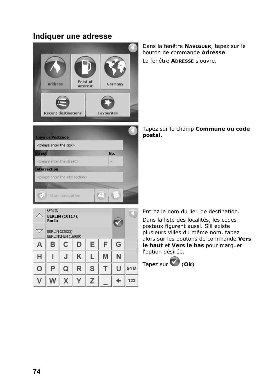 Indiquer une adresse | JVC KV-PX701 User Manual | Page 74 / 215