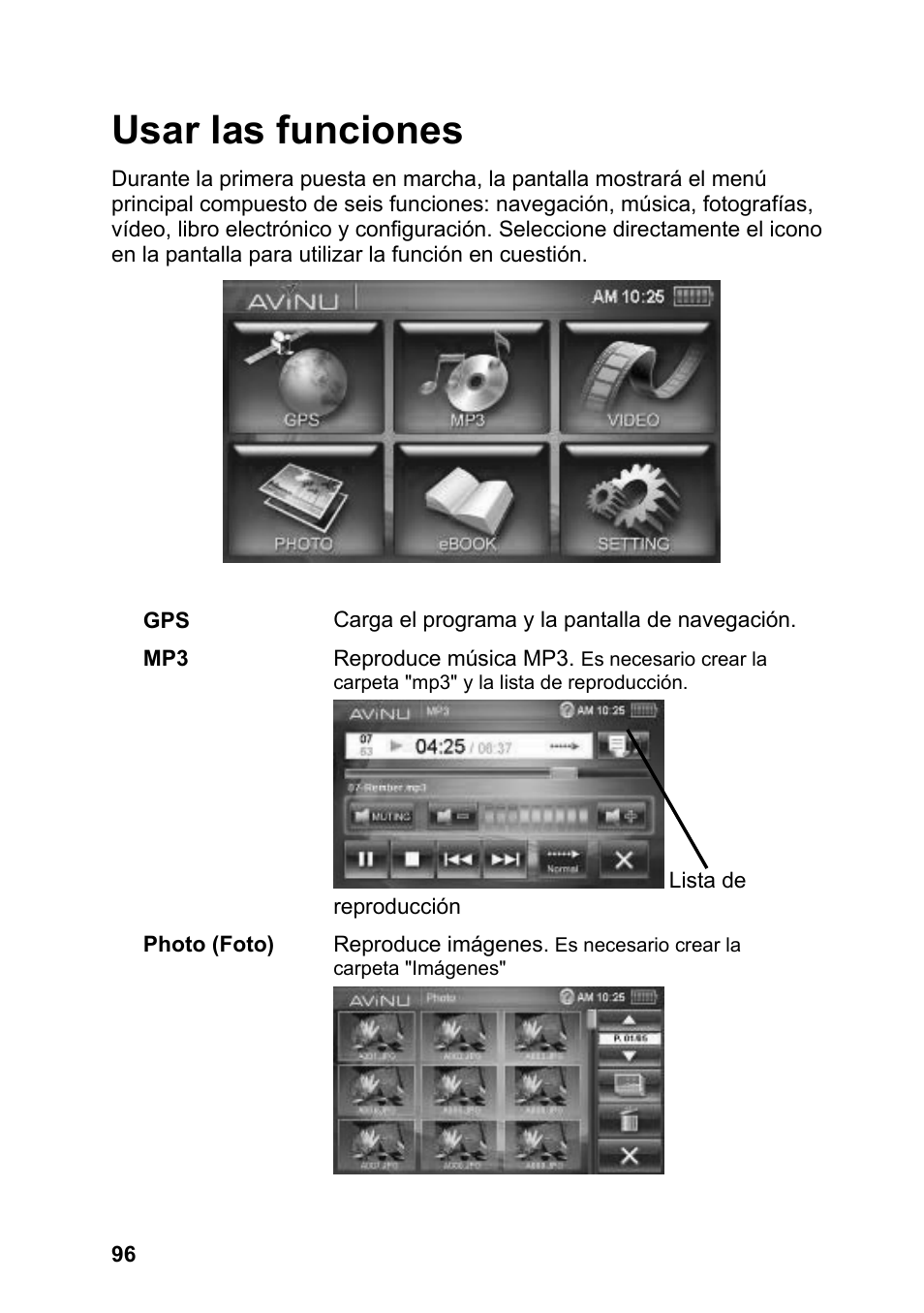 Usar las funciones | JVC KV-PX701 User Manual | Page 96 / 215