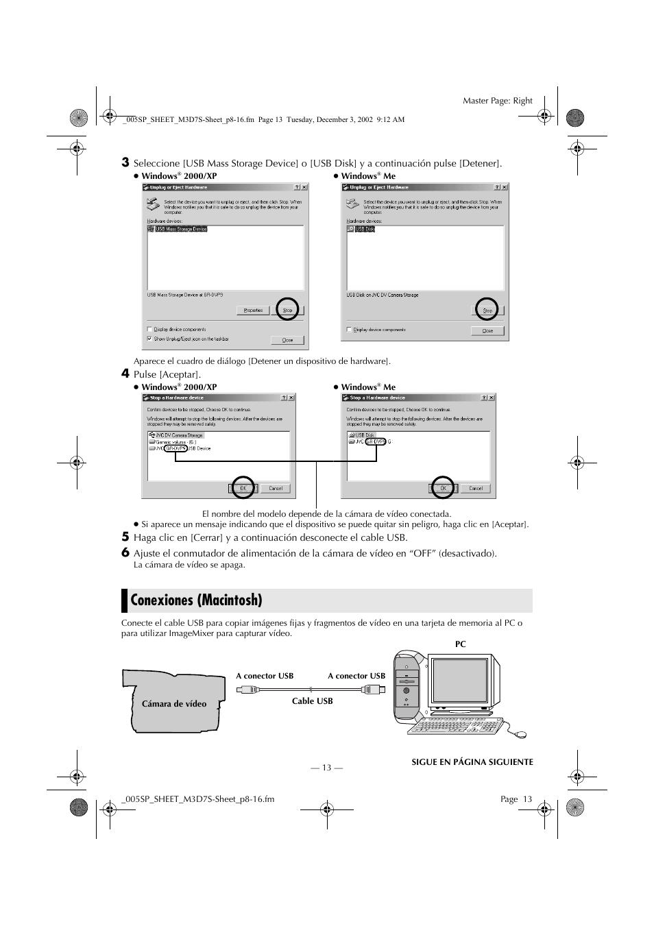 Conexiones (macintosh) | JVC GR-DX95 User Manual | Page 13 / 16