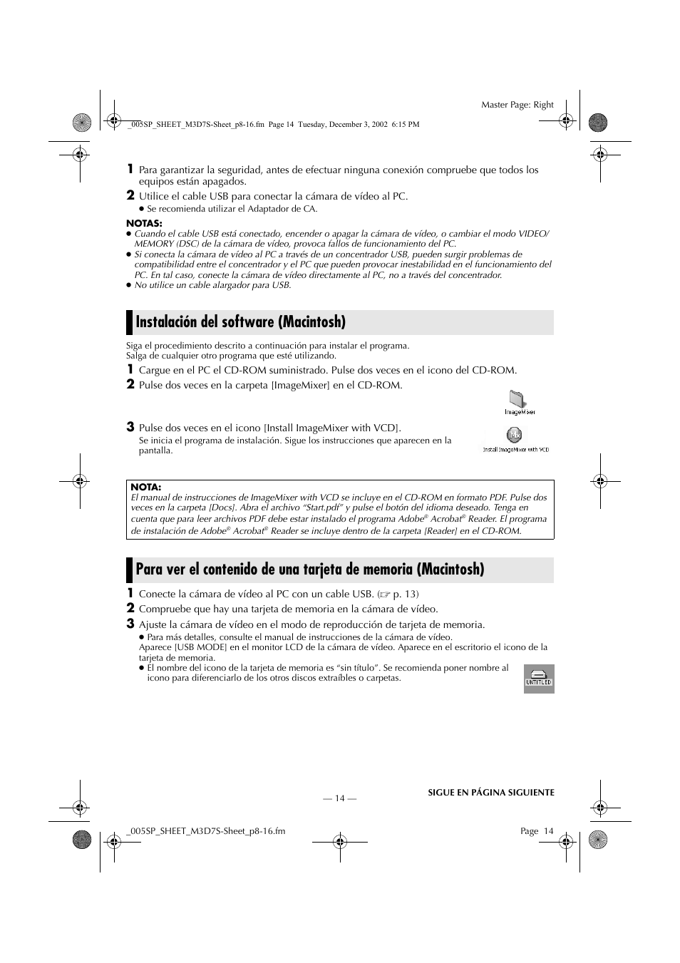 Instalación del software (macintosh) | JVC GR-DX95 User Manual | Page 14 / 16
