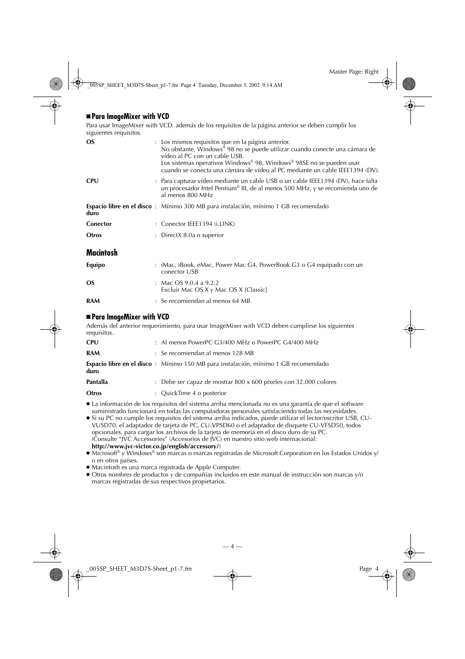 Macintosh | JVC GR-DX95 User Manual | Page 4 / 16