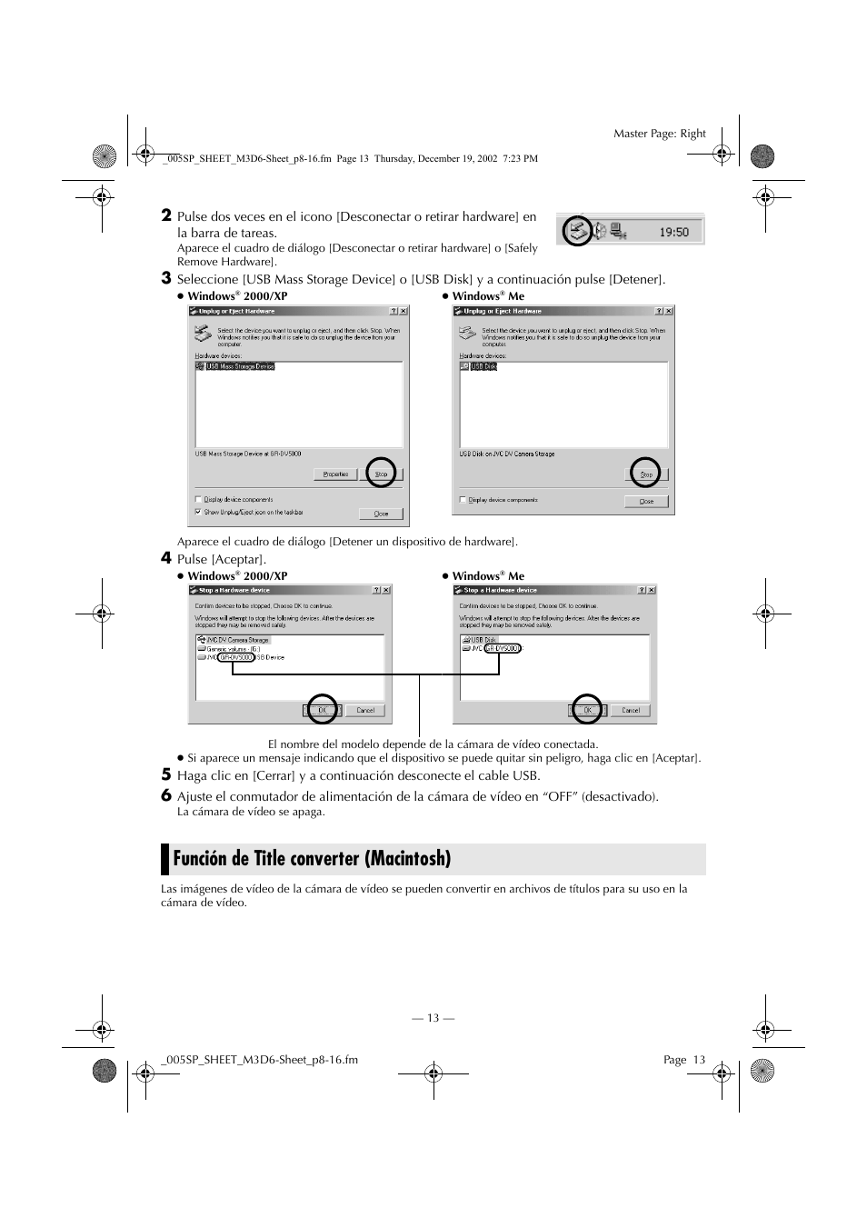 Función de title converter (macintosh) | JVC GR-DV900 User Manual | Page 13 / 16