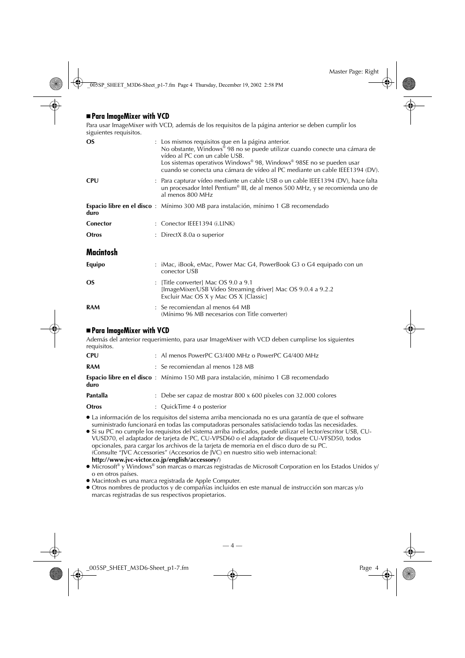 Macintosh | JVC GR-DV900 User Manual | Page 4 / 16