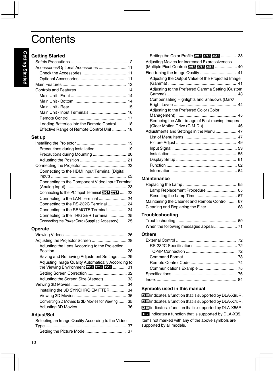 JVC DLA-X95R User Manual | Page 10 / 260