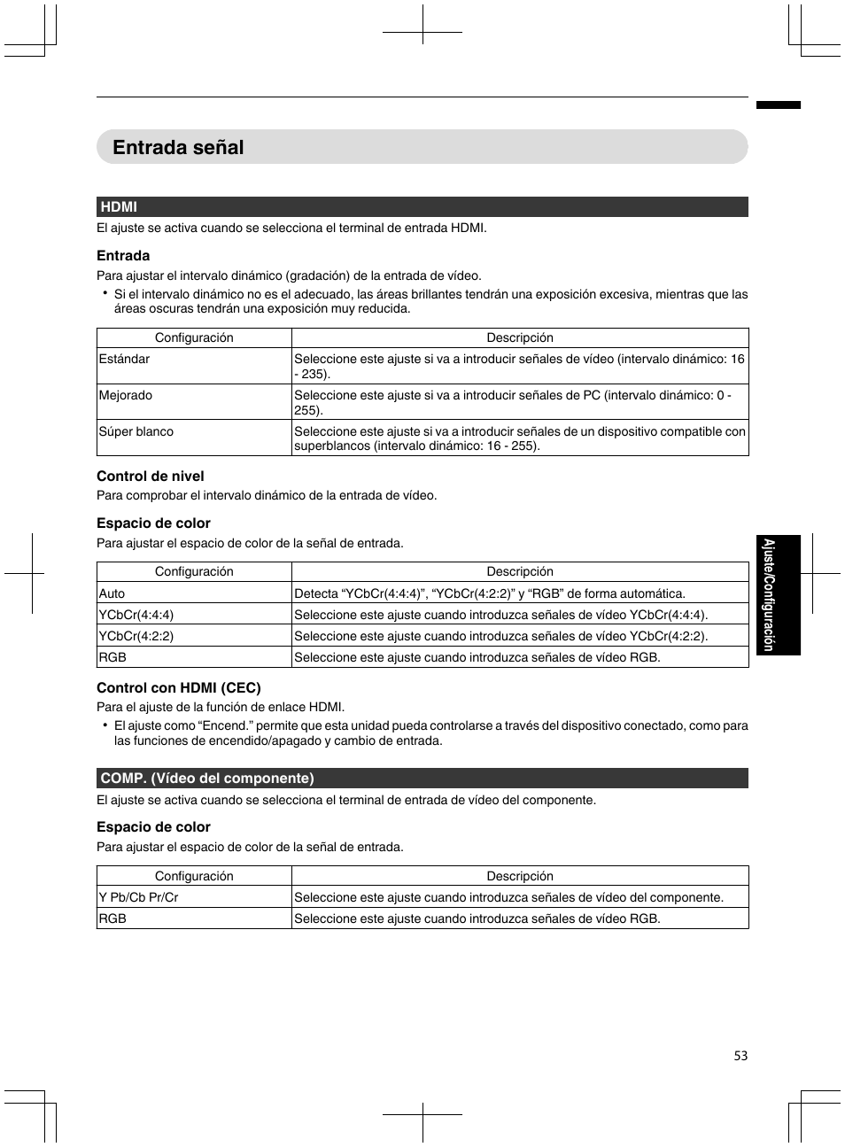Entrada señal, P. 53), P. 53 | JVC DLA-X95R User Manual | Page 225 / 260