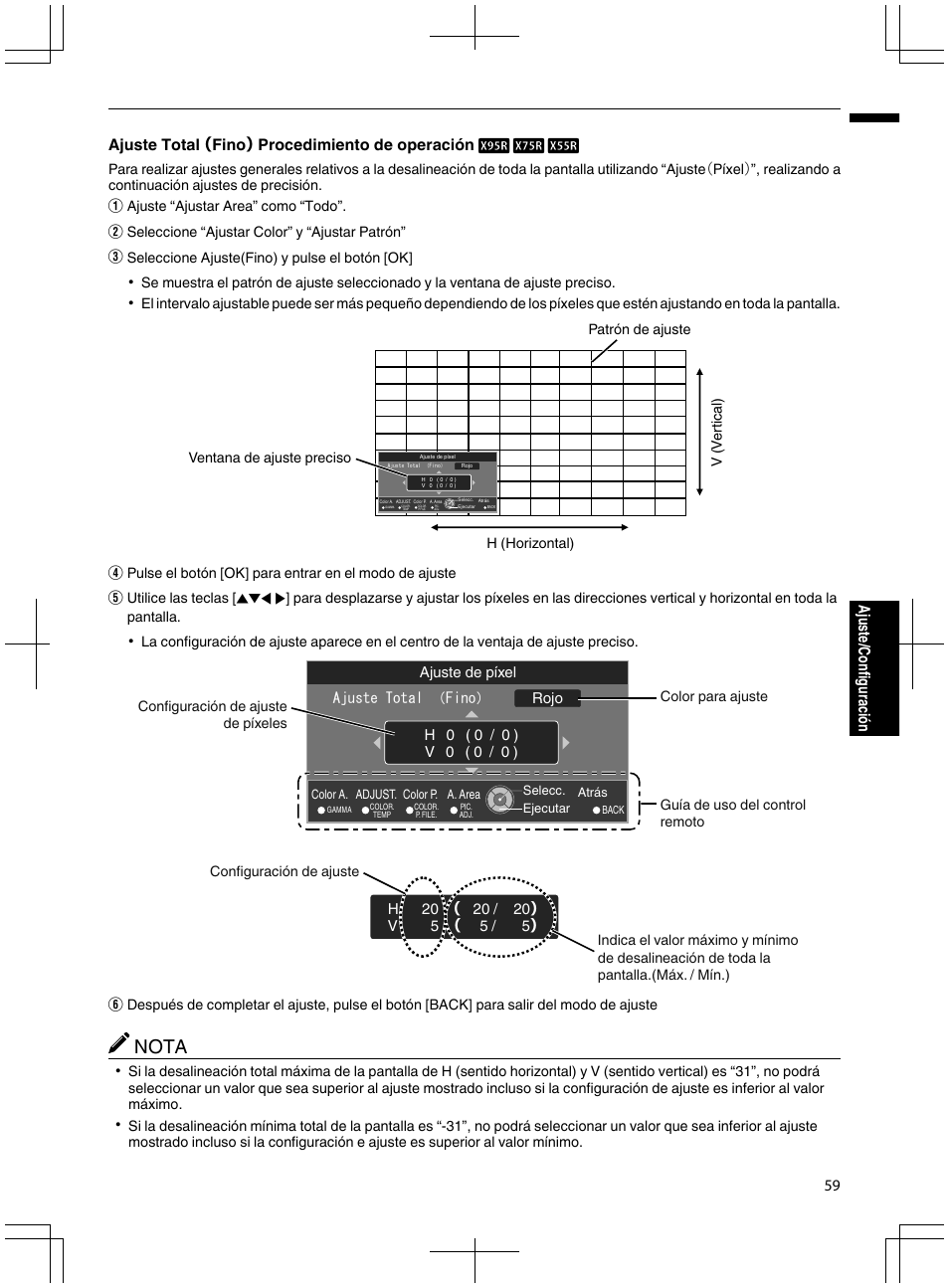 Nota, 59 ajuste/configuración | JVC DLA-X95R User Manual | Page 231 / 260