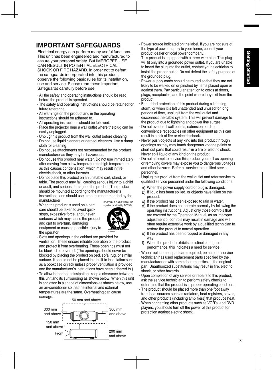 Important safeguards | JVC DLA-X95R User Manual | Page 3 / 260
