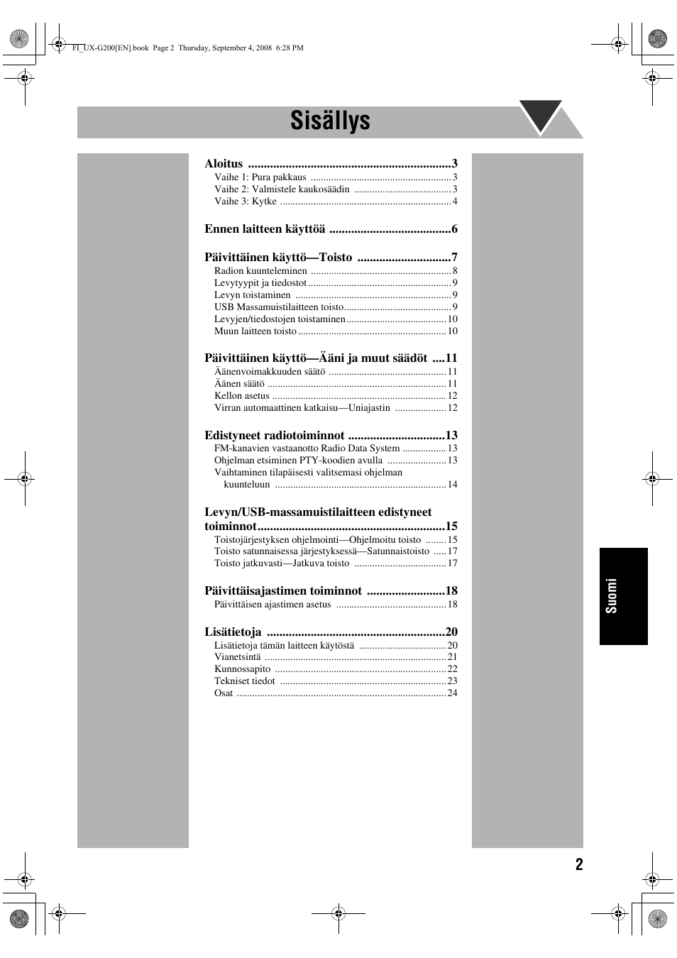 Sisällys | JVC UX-G200 User Manual | Page 107 / 155