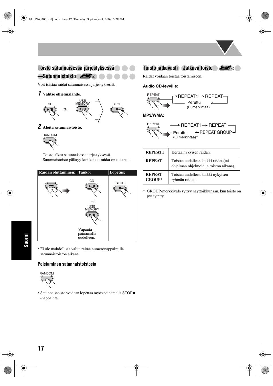 Toisto jatkuvasti—jatkuva toisto | JVC UX-G200 User Manual | Page 122 / 155