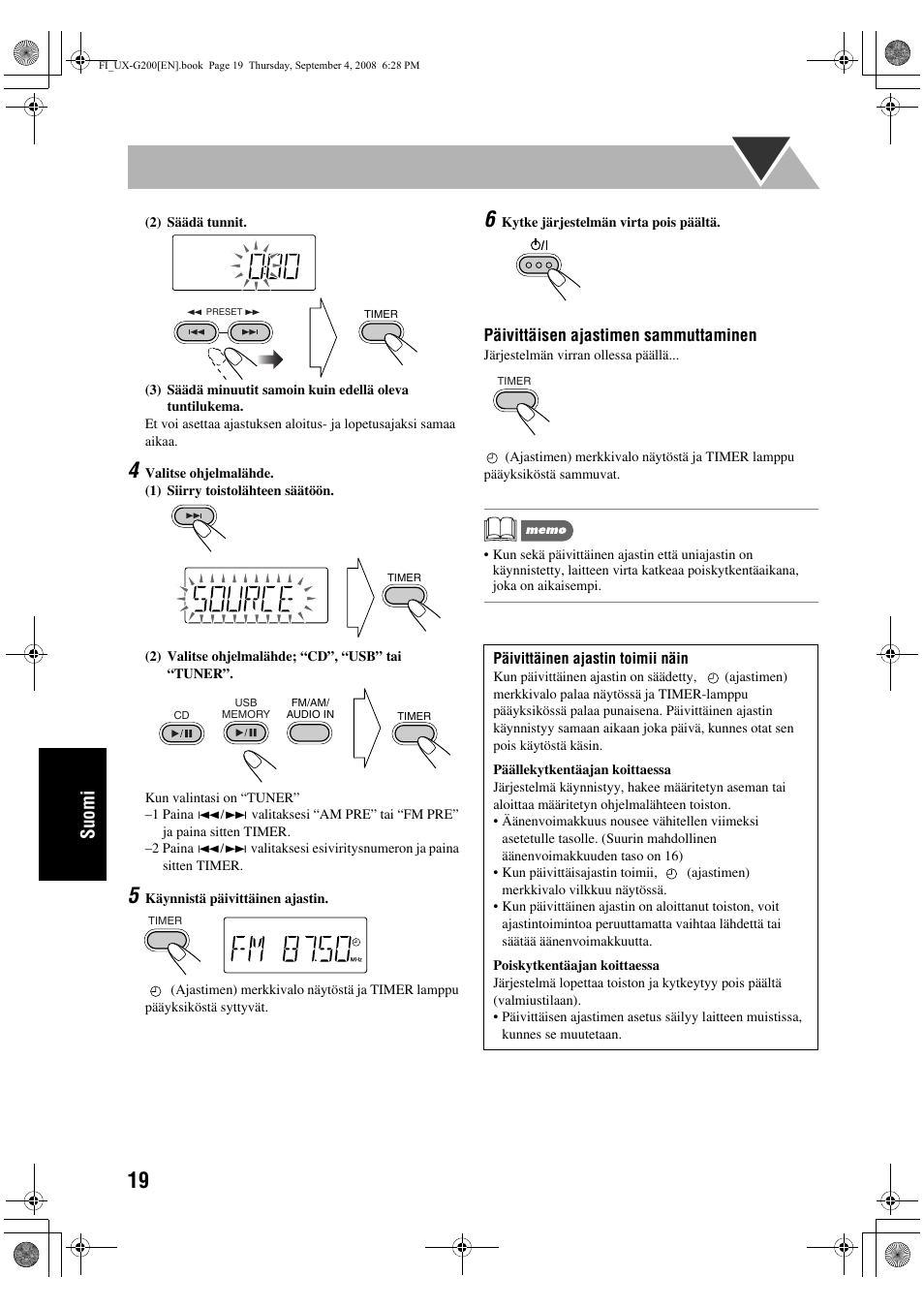 Suomi | JVC UX-G200 User Manual | Page 124 / 155