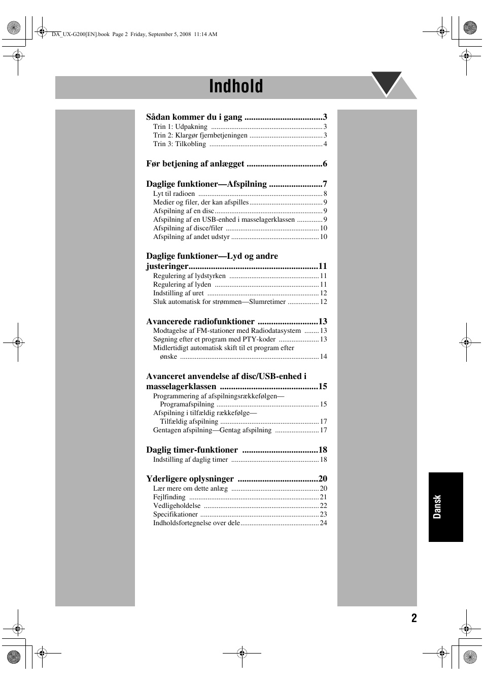 Indhold | JVC UX-G200 User Manual | Page 131 / 155