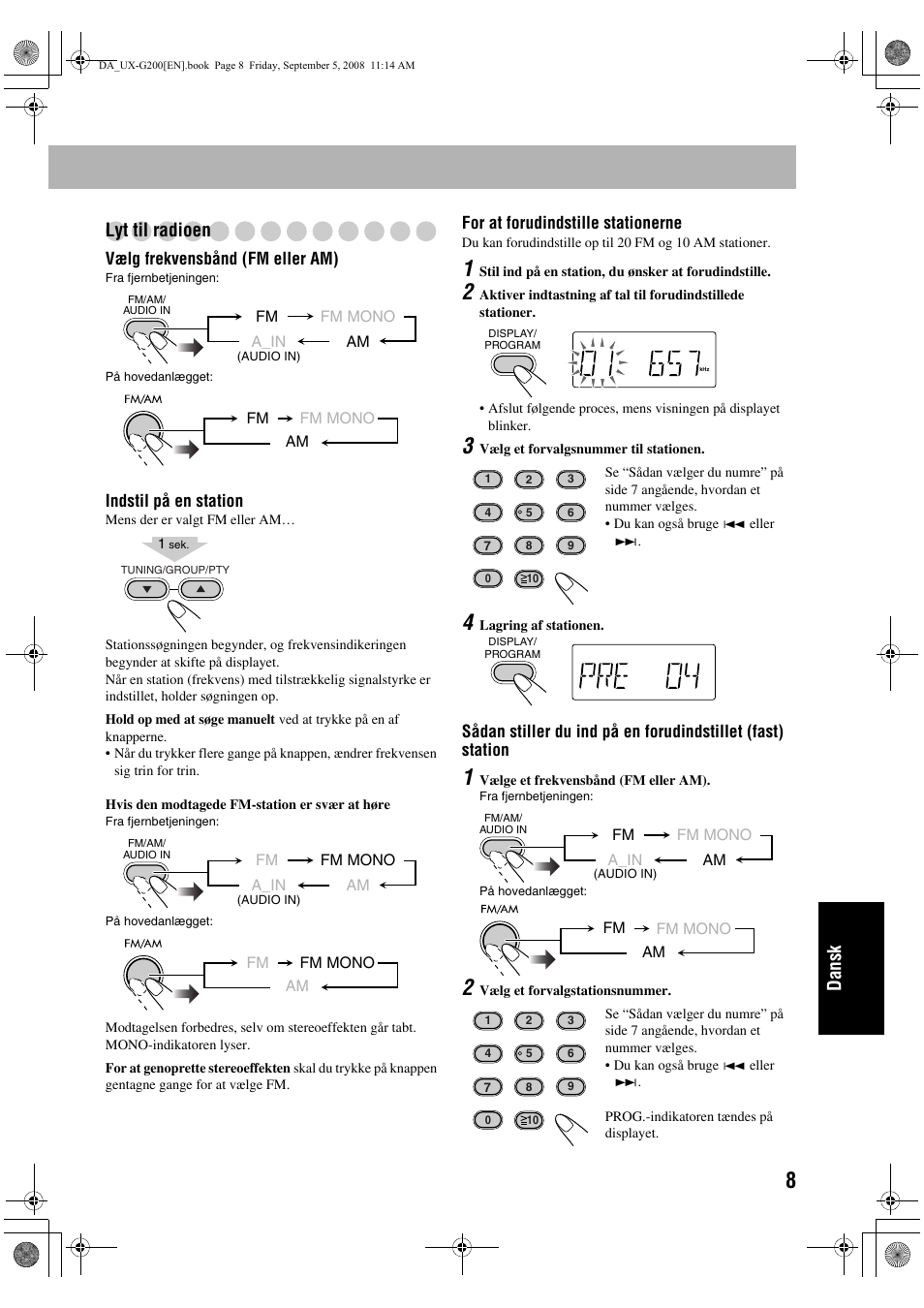 Dansk lyt til radioen | JVC UX-G200 User Manual | Page 137 / 155