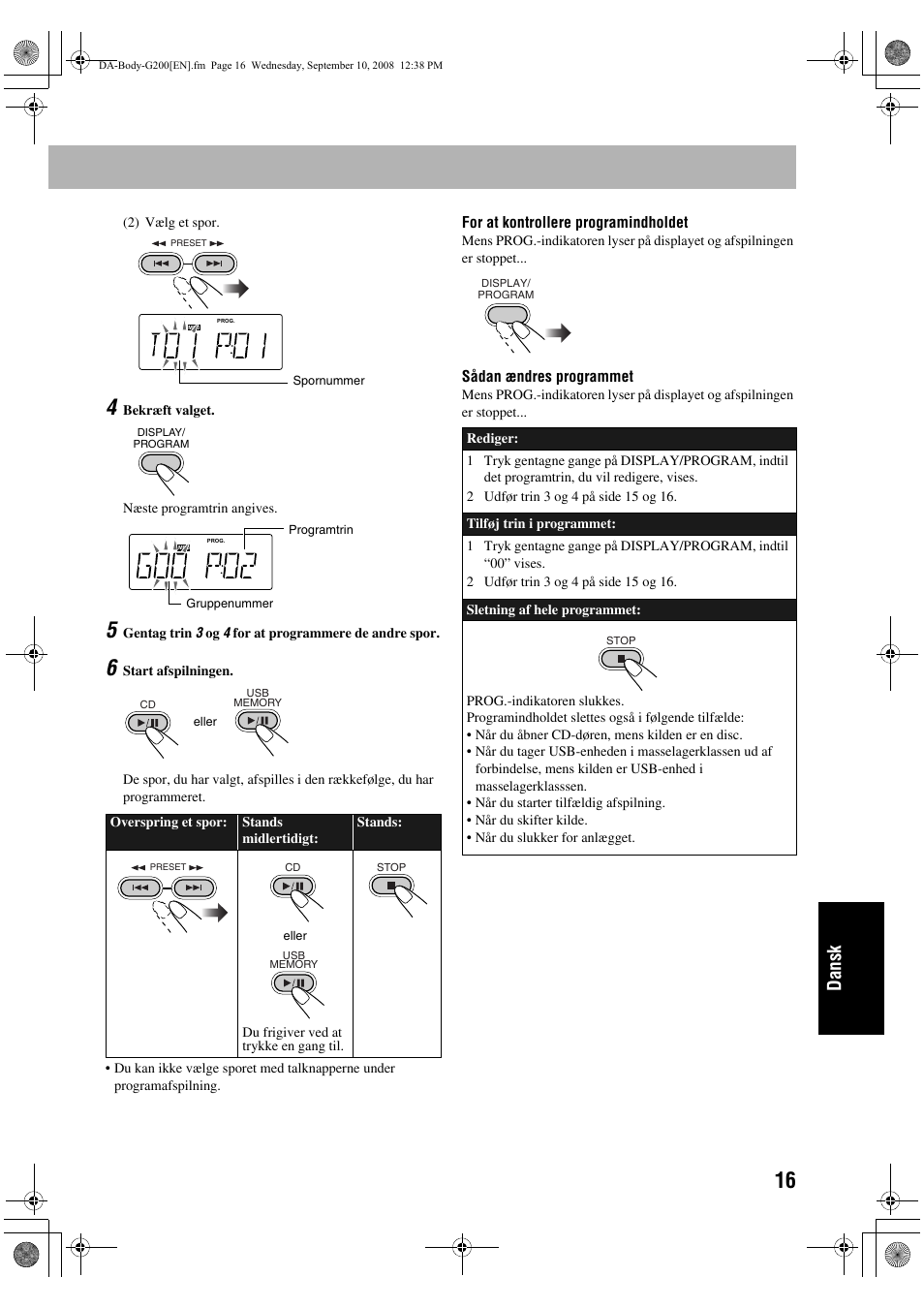 Dansk | JVC UX-G200 User Manual | Page 145 / 155