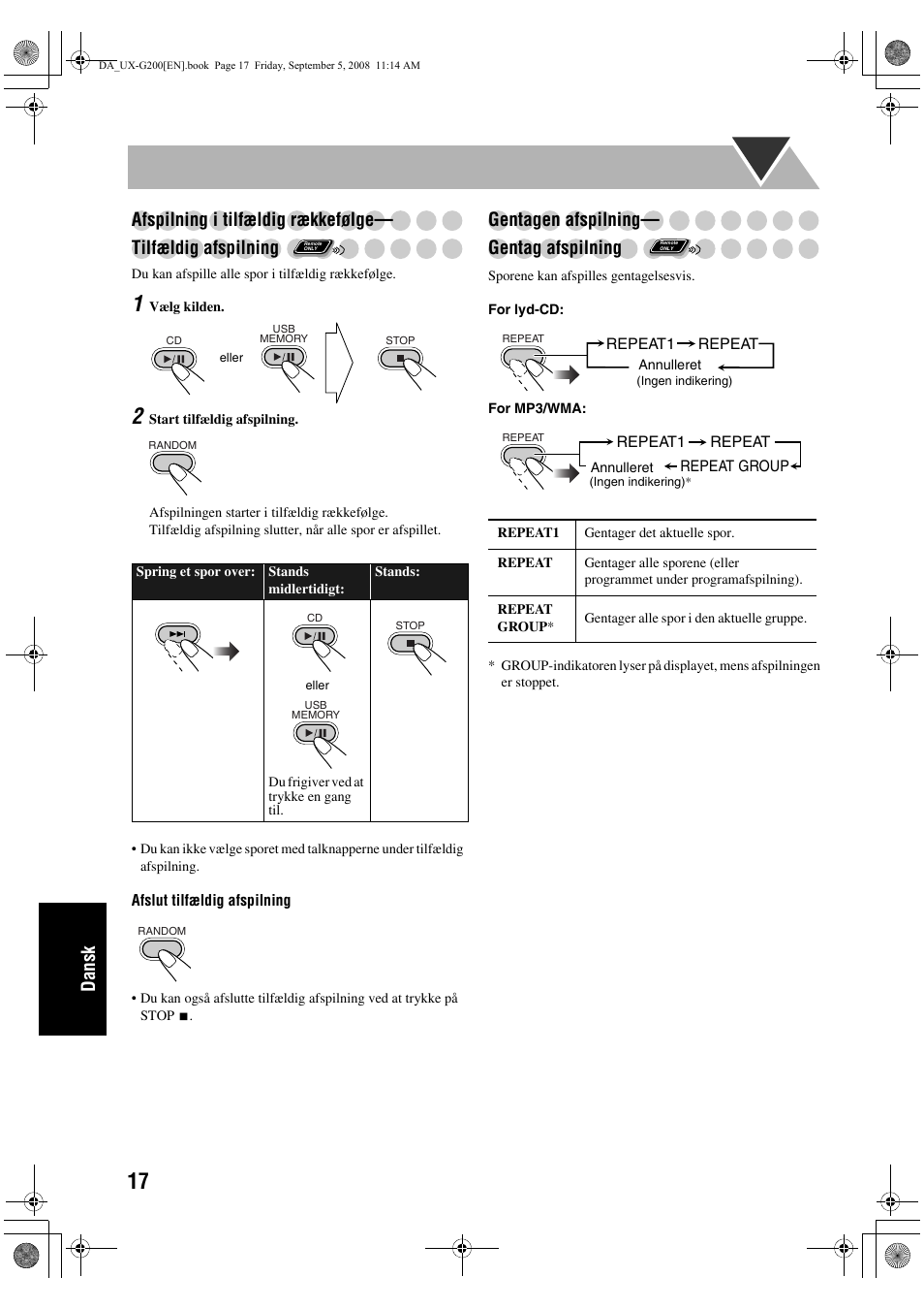 Gentagen afspilning— gentag afspilning | JVC UX-G200 User Manual | Page 146 / 155
