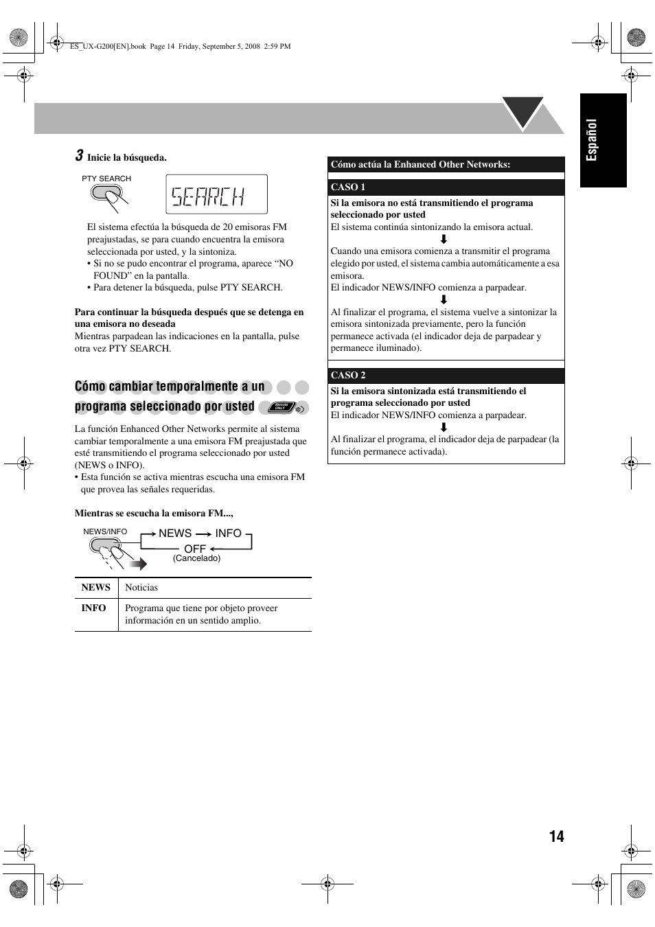 Español | JVC UX-G200 User Manual | Page 23 / 155