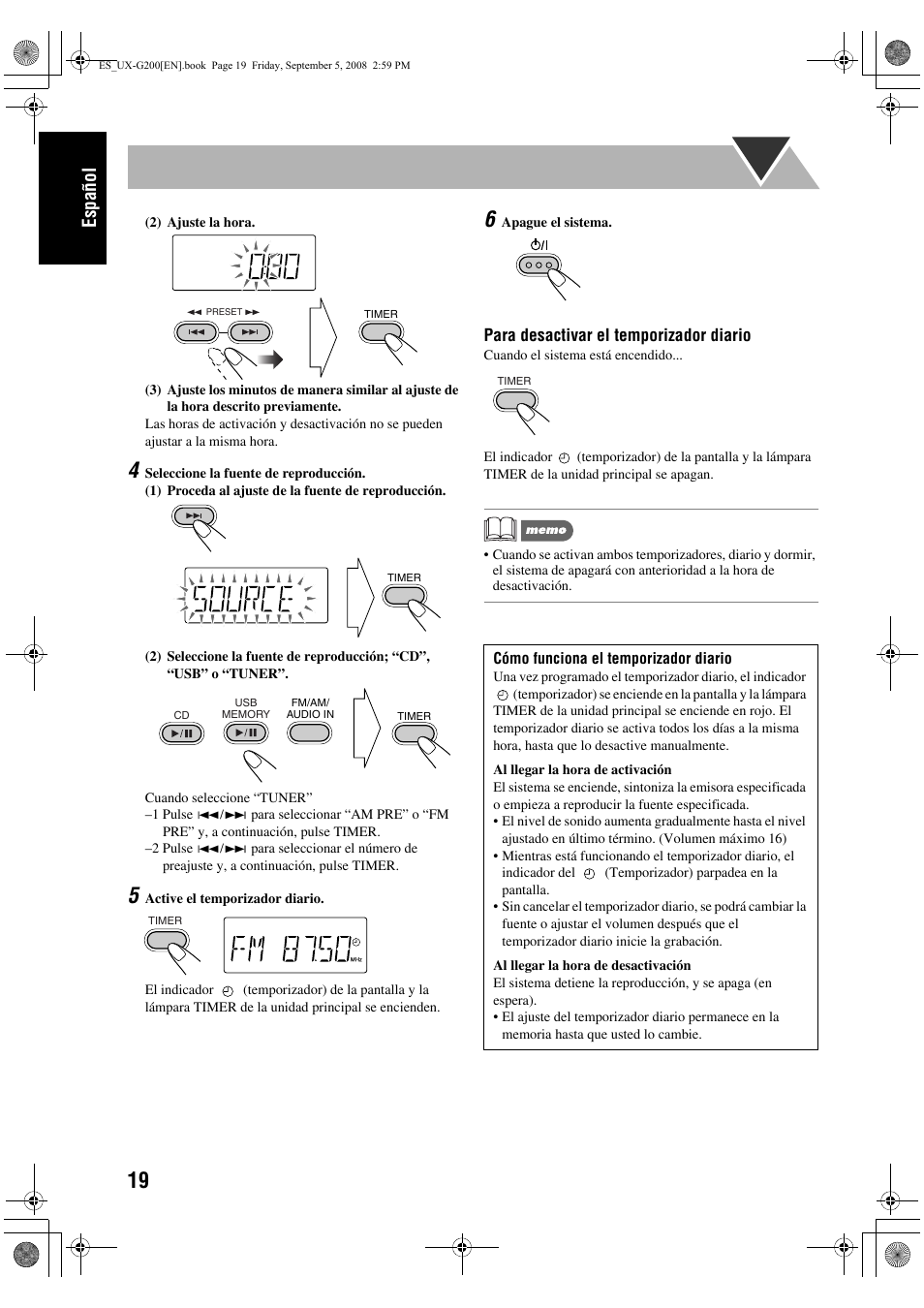 Español | JVC UX-G200 User Manual | Page 28 / 155