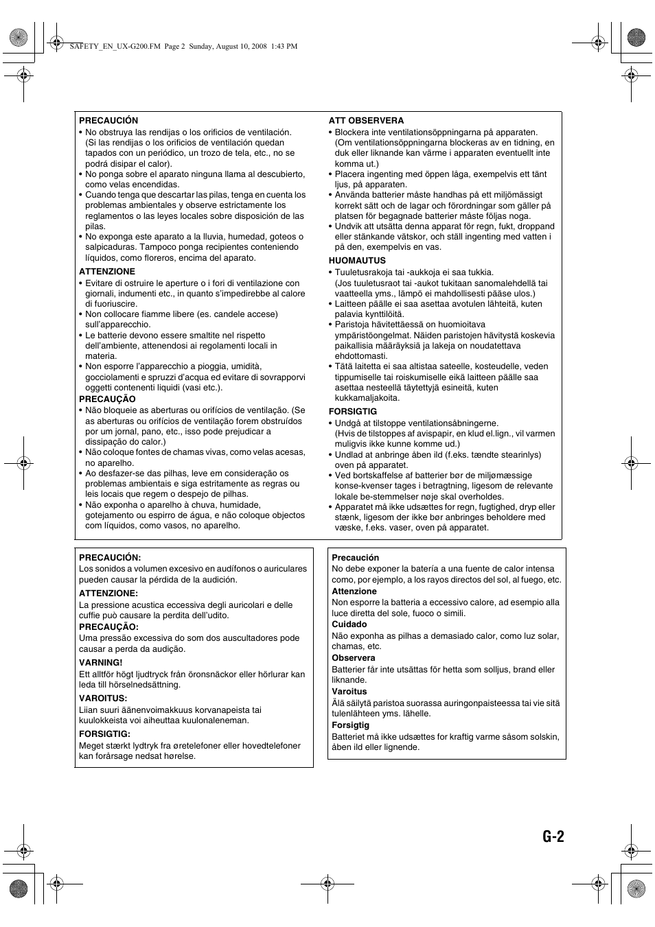 JVC UX-G200 User Manual | Page 3 / 155