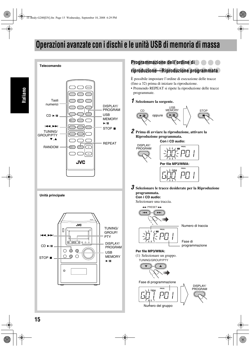 Italiano | JVC UX-G200 User Manual | Page 48 / 155
