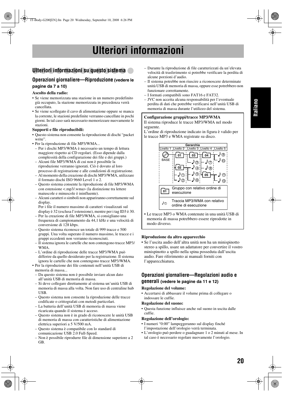 Ulteriori informazioni, Italiano, Ulteriori informazioni su questo sistema | Operazioni giornaliere—riproduzione | JVC UX-G200 User Manual | Page 53 / 155