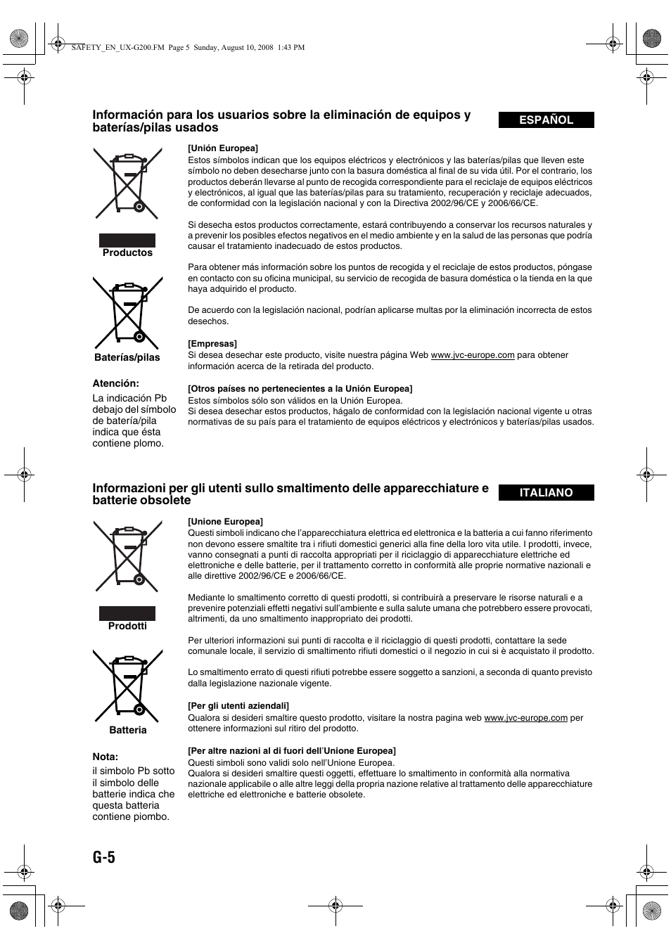 JVC UX-G200 User Manual | Page 6 / 155